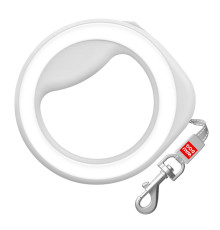 Повідець-рулетка для собак до 40 кг Waudog R-leash круглий зі світловідбивною стрічкою білий розмір XS-M 2,9 м Collar