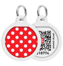 Адресник для собак і котів Waudog Smart ID c QR паспортом малюнок Горох круглий Д 25 мм Collar