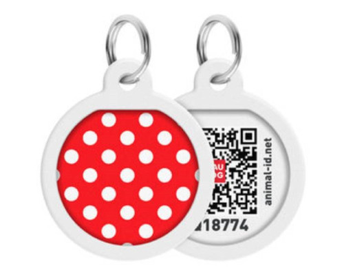 Адресник для собак и котов Waudog Smart ID c QR паспортом рисунок Горох круглый Д 25 мм Collar