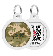 Адресник для собак і котів Waudog Smart ID c QR паспортом малюнок Мілітарі круглий Д 25 мм Collar
