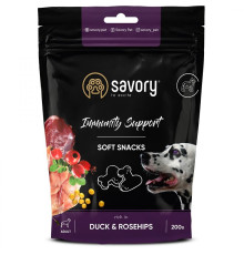 Ласощі для собак Immunity Support Soft Snacks для зміцнення імунітету з качкою та шипшиною 200 г Сейворі Savory