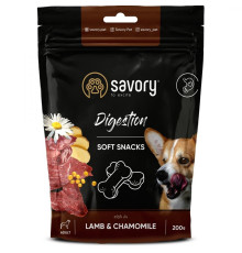 Ласощі для собак Digestion Soft Snacks для поліпшення травлення з ягням і ромашкою 200 г Сейворі Savory
