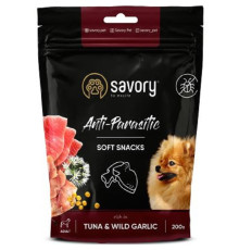 Ласощі для собак Anti Parasitic Soft Snack з антипаразитарним ефектом із тунцем і диким часником 200 г Сейворі Savory