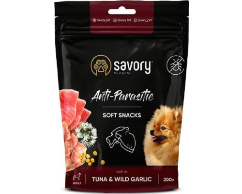 Лакомство для собак Anti Parasitic Soft Snack с антипаразитарным эффектом с тунцом и диким чесноком 200 г Сейвори Savory