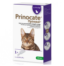 Краплі для котів 4-8 кг Prinocate від зовнішніх і внутрішніх паразитів 1 піпетка 0,8 мл KRKA