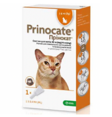 Краплі для котів до 4 кг Prinocate від зовнішніх і внутрішніх паразитів 1 піпетка 0,4 мл KRKA