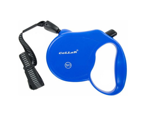 Рулетка Collar control  50 кг  5м светоотражающая трос синяя 81122