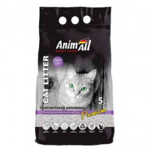 Наполнитель для кошачьего туалета AnimAll Бентонитовый комкующий с ароматом лаванды 5 л Белый