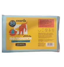 Пелюшки для собак і цуценят суперпоглинаючі 60x60 см 30 шт Smartis