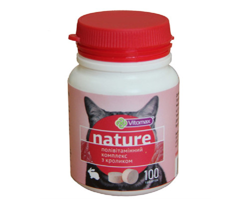 Таблетки для котів Nature полівітамінний комплекс із кроликом №100 Vitomax