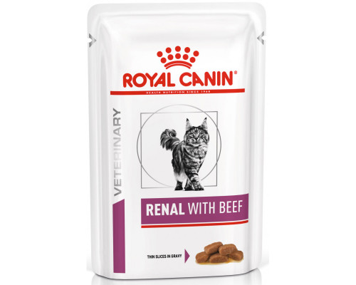 Корм для котов Renal Feline Beef Pouches при болезнях почек кусочки говядины в соусе 85 г Royal Canin