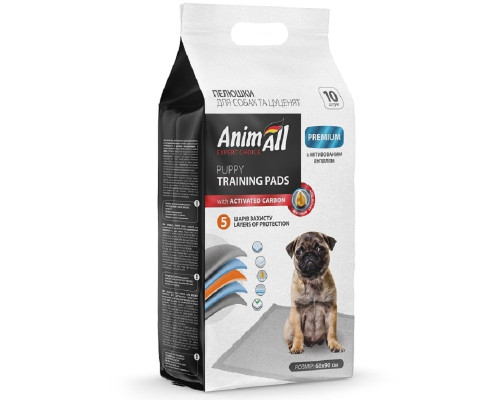 Пелюшки для собак і цуценят Puppy Training Pads з активованим вугіллям 60×90 см 10 штук AnimAll