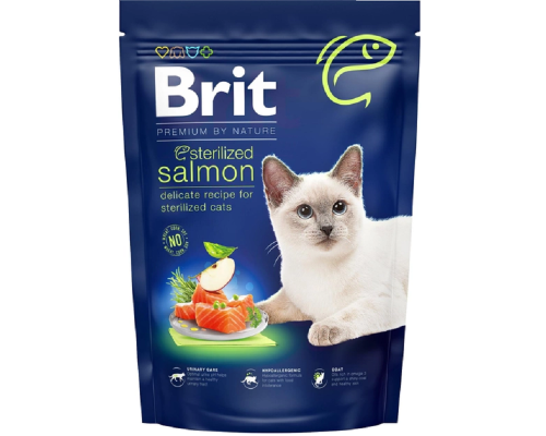 Сухой корм для стерилизованых котов Cat Sterilized Salmon с лососем 300 г Brit Premium