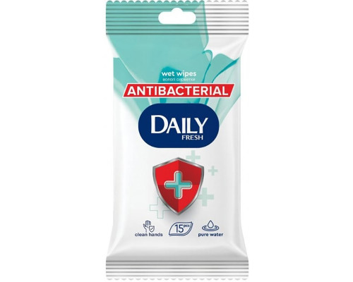 Салфетки влажные Daily Fresh Antibacterial 15 шт
