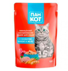 Корм для котів із соковитою качкою в желе 100 г Пан Кот