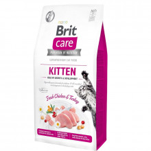 Сухой корм для котят Kitten Healthy Growth and Development Fresh Chicken and Turkey со свежей курицей и индейкой 2 кг Brit Care 
