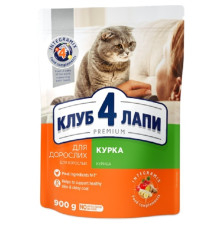 Сухий корм для дорослих котів Premium Adult Cats Chicken з куркою 900 г Клуб 4 лапи