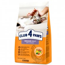 Сухой корм для взрослых котов Adult Cats Indoor 4 in 1 живущих в помещении 1 кг Клуб 4 лапы