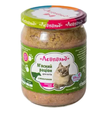 Корм для котов Мясной рацион паштет с говядиной  460 г Леопольд