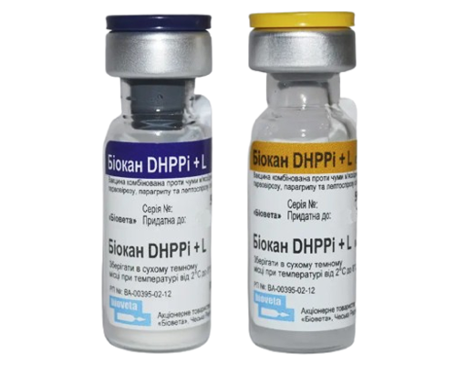 Вакцина Біокан DHPPI + L 1 доза та розчинник BioVeta Чехія