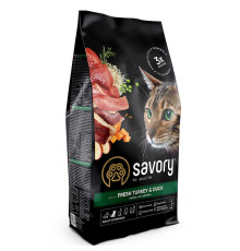 Сухий корм для котів Adult Cat Gourmand Fresh Turkey & Duck зі свіжого м'яса індички та качки 2 кг Savory 