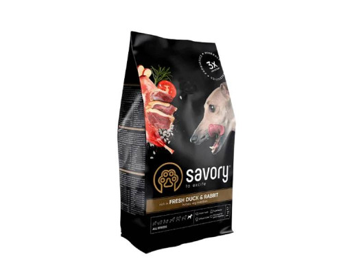 Корм для собак для всех пород  с уткой и кроликом Сейвори SAVORY 1 кг