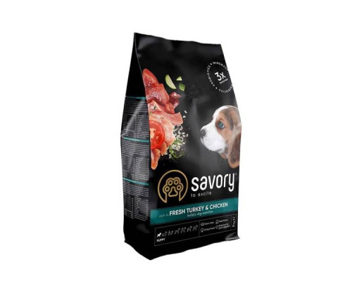 Корм для щенков всех  пород  с индюшкой и курицей Сейвори SAVORY 1 кг