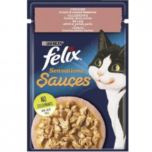 Корм для котов Felix Sensations Sauces с лососем и креветками в соусе 85 г Purina