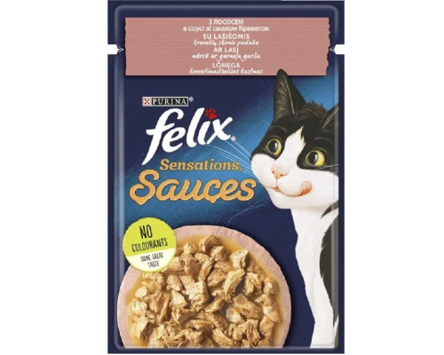 Корм для котів Felix Sensations Sauces з лососем та креветками в соусі 85 г Purina