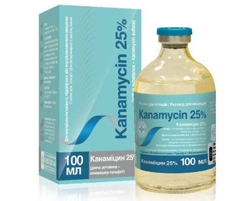 Розчин для ін'єкцій Канаміцин 25% антибіотик протимікробної дії 100 мл O.L.KAR