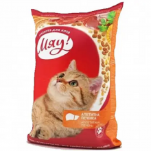 Сухой корм для взрослых котов с печенью 1 кг Мяу