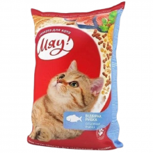 Сухой корм для взрослых котов с рыбой 1 кг Мяу