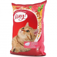 Сухой корм для взрослых котов с телятиной 1 кг Мяу