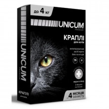 Краплі від бліх і кліщів на холку Унікум преміум Unicum premium для кішок 0-4 кг №3 UN-004