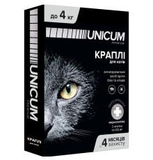 Краплі на холку для котів до 4 кг Unicum Рremium від бліх і кліщів №3 Unicum
