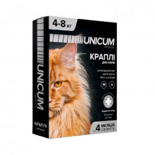 Краплі на холку Unicum premium від бліх та кліщів для кішок 4-8 кг №3 Unicum