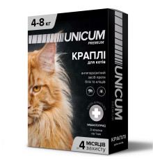 Краплі на холку Unicum premium від бліх та кліщів для кішок 4-8 кг №3 Unicum