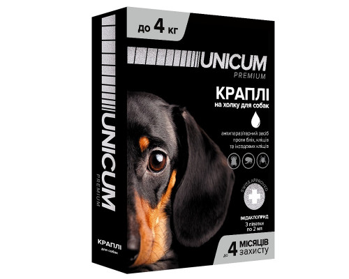 Краплі на холку Unicum Premium від бліх та кліщів для собак до 4 кг №3 Unicum