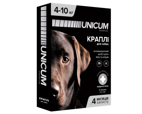 Краплі на холку Unicum Premium від бліх та кліщів для собак 4-10 кг №3 Unicum
