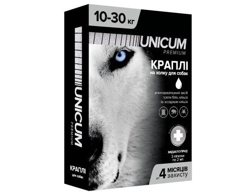 Краплі на холку Unicum Premium від бліх та кліщів для собак 10-30 кг №3 Unicum