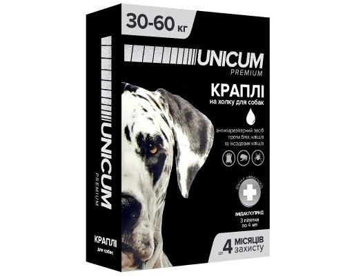 Краплі на холку Unicum Premium від бліх та кліщів для собак 30-60 кг №3 Unicum