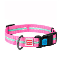 Нашийник WAUDOG Nylon Світлонакопичувальні рожевий 25 мм х 31-49 см COLLAR 45647