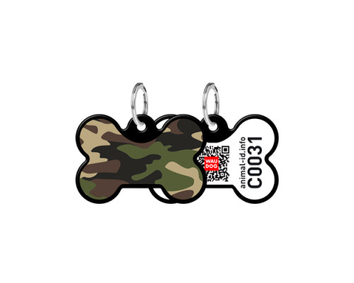 Адресник WAUDOG Smart ID с QR-паспортом Камо кость 31*21мм черный 0631-0102-01