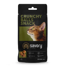 Ласощі для котів Cats Snacks Salmon Snack Crunchy Balls для дорослих вибагливих котів, кульки з котячою м'ятою, 60 г SAVORY