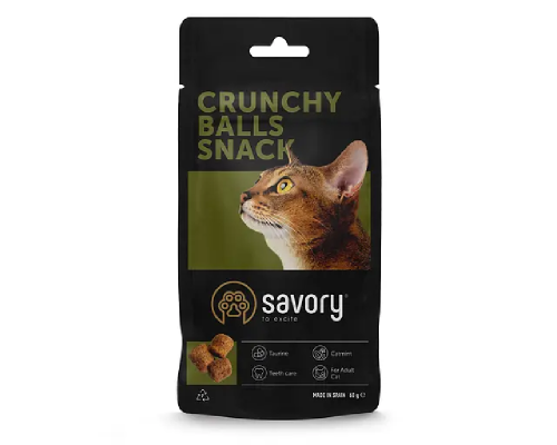 Лакомство для котов Cats Snacks Crunchy Balls для взрослых привередливых кошек, шарики с кошачьей мятой, 60 г SAVORY