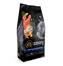 Сухий корм для дорослих котів Gourmand Fresh Salmon & White Fish зі свіжим лососем і білою рибою 2 кг Savory