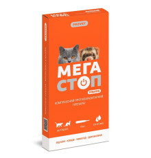 Краплі для котів і тхорів до 4 кг МегаСтоп Ультра 0,4 мл №4 ProVet 