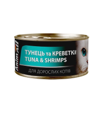 Корм для котів ANIMALL Тунець та креветки в ніжному желе для котів 85г