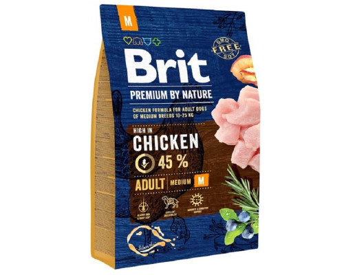 Сухой корм для собак от 10 до 25 кг Dog Adult М с курицей 3 кг Brit Premium
