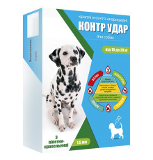 Краплі на холку для собак 10-20 кг Контр Удар 1,5 мл профілактика та лікування в разі ураження ектопаразитами №3 Круг